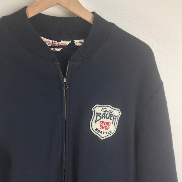 Vintage 90s Eddie Bauer patch logo sweatshirt large full zip - Picture 2 of 6